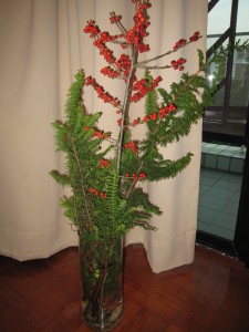 Lite levande grönska från blomstermarknaden för att kompensera vår konstgjorda minijulgran. 
